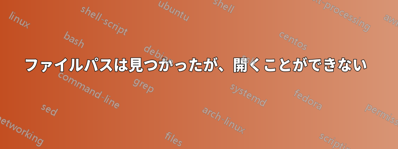 ファイルパスは見つかったが、開くことができない 