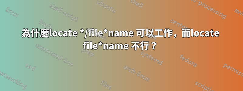 為什麼locate */file*name 可以工作，而locate file*name 不行？