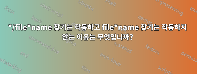 */file*name 찾기는 작동하고 file*name 찾기는 작동하지 않는 이유는 무엇입니까?