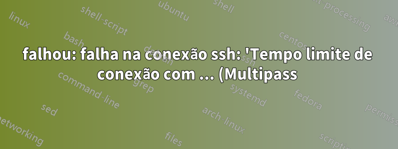 falhou: falha na conexão ssh: 'Tempo limite de conexão com ... (Multipass)