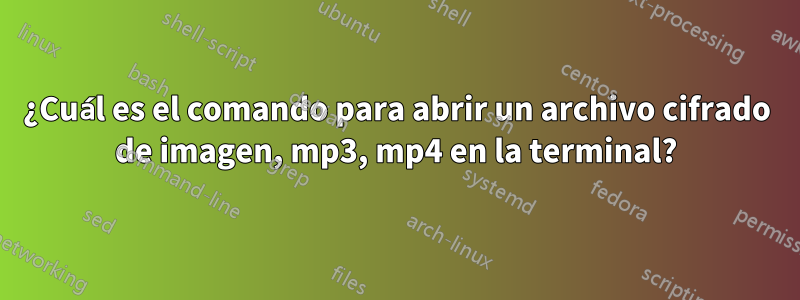 ¿Cuál es el comando para abrir un archivo cifrado de imagen, mp3, mp4 en la terminal?