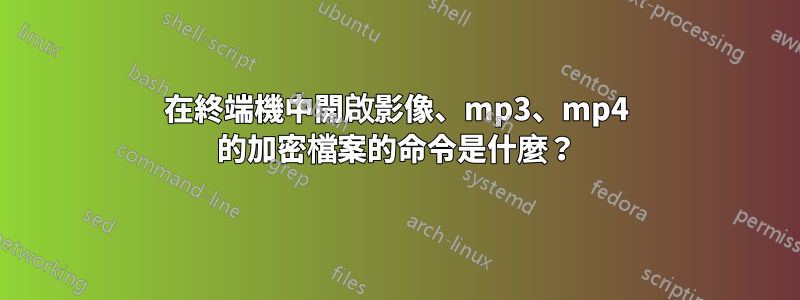 在終端機中開啟影像、mp3、mp4 的加密檔案的命令是什麼？