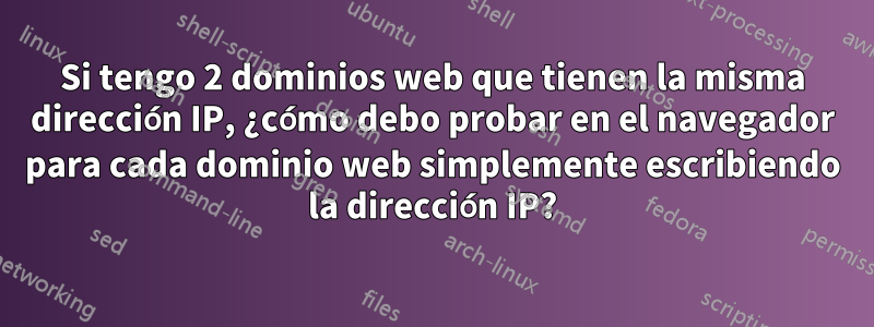 Si tengo 2 dominios web que tienen la misma dirección IP, ¿cómo debo probar en el navegador para cada dominio web simplemente escribiendo la dirección IP?