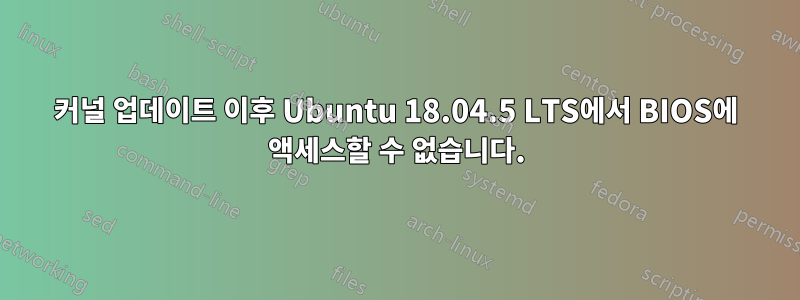 커널 업데이트 이후 Ubuntu 18.04.5 LTS에서 BIOS에 액세스할 수 없습니다.