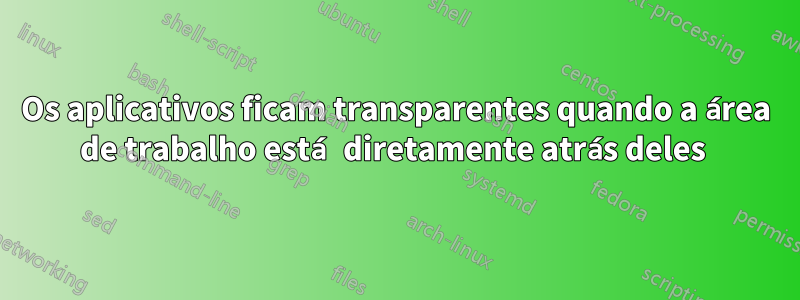 Os aplicativos ficam transparentes quando a área de trabalho está diretamente atrás deles 