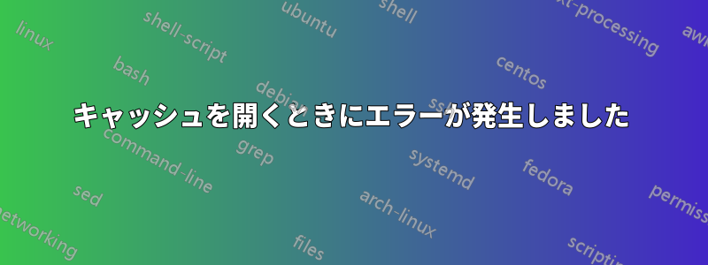 キャッシュを開くときにエラーが発生しました