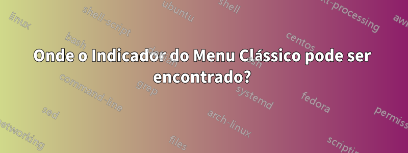 Onde o Indicador do Menu Clássico pode ser encontrado?