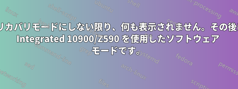 起動時にリカバリモードにしない限り、何も表示されません。その後は、Intel Integrated 10900/Z590 を使用したソフトウェア モードです。