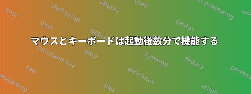 マウスとキーボードは起動後数分で機能する