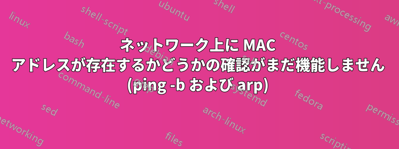 ネットワーク上に MAC アドレスが存在するかどうかの確認がまだ機能しません (ping -b および arp)