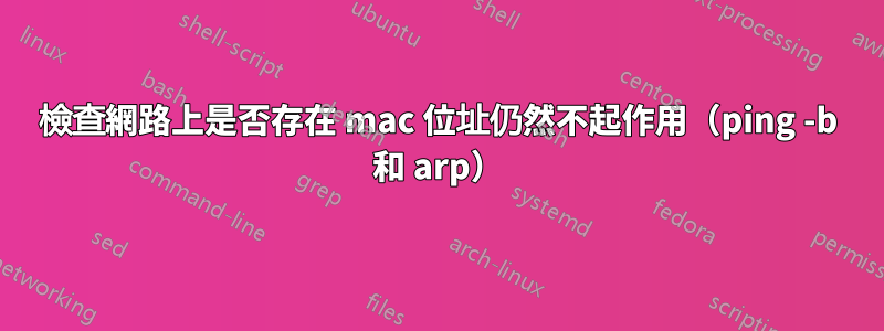 檢查網路上是否存在 mac 位址仍然不起作用（ping -b 和 arp）