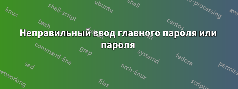 Неправильный ввод главного пароля или пароля