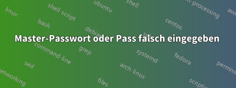 Master-Passwort oder Pass falsch eingegeben