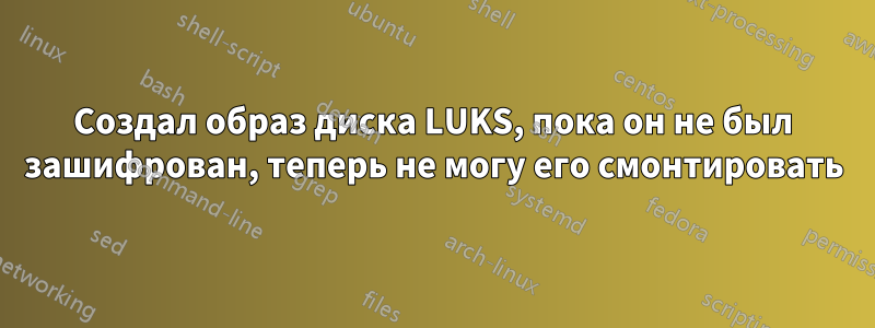 Создал образ диска LUKS, пока он не был зашифрован, теперь не могу его смонтировать