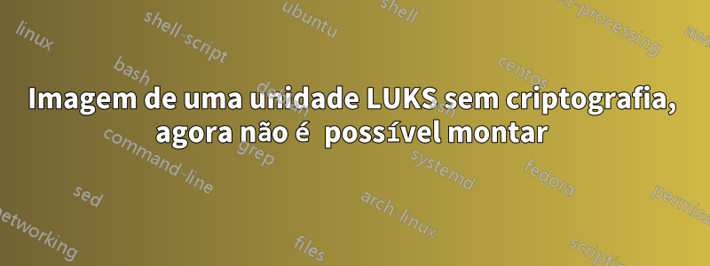 Imagem de uma unidade LUKS sem criptografia, agora não é possível montar