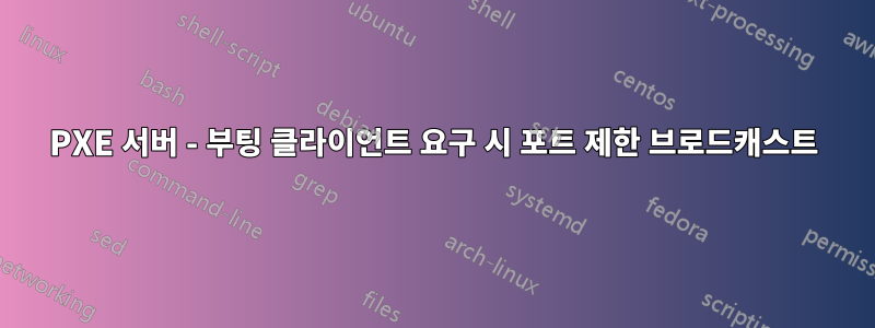 PXE 서버 - 부팅 클라이언트 요구 시 포트 제한 브로드캐스트