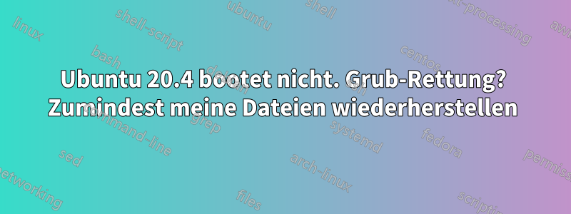 Ubuntu 20.4 bootet nicht. Grub-Rettung? Zumindest meine Dateien wiederherstellen