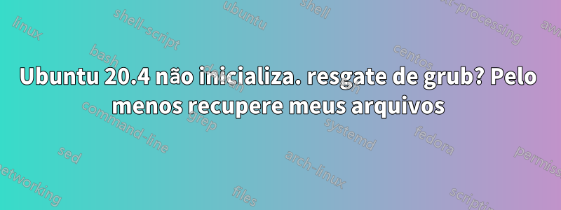 Ubuntu 20.4 não inicializa. resgate de grub? Pelo menos recupere meus arquivos