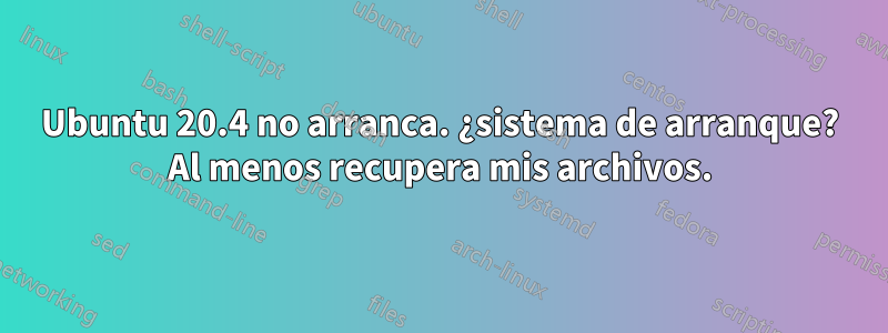 Ubuntu 20.4 no arranca. ¿sistema de arranque? Al menos recupera mis archivos.