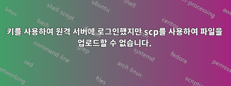 키를 사용하여 원격 서버에 로그인했지만 scp를 사용하여 파일을 업로드할 수 없습니다.