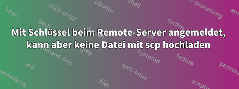 Mit Schlüssel beim Remote-Server angemeldet, kann aber keine Datei mit scp hochladen