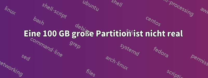 Eine 100 GB große Partition ist nicht real