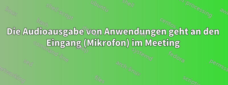 Die Audioausgabe von Anwendungen geht an den Eingang (Mikrofon) im Meeting