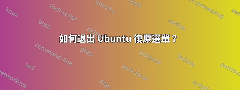 如何退出 Ubuntu 復原選單？