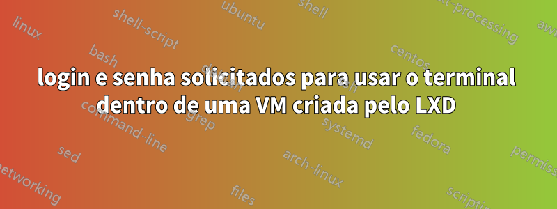 login e senha solicitados para usar o terminal dentro de uma VM criada pelo LXD