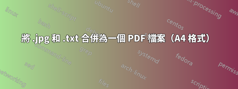 將 .jpg 和 .txt 合併為一個 PDF 檔案（A4 格式）