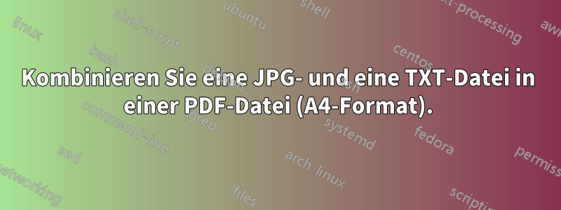 Kombinieren Sie eine JPG- und eine TXT-Datei in einer PDF-Datei (A4-Format).