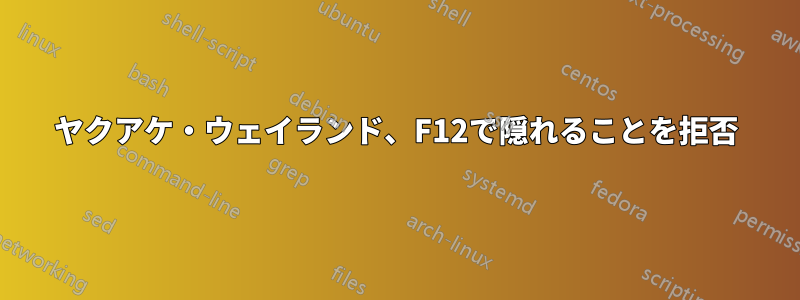 ヤクアケ・ウェイランド、F12で隠れることを拒否