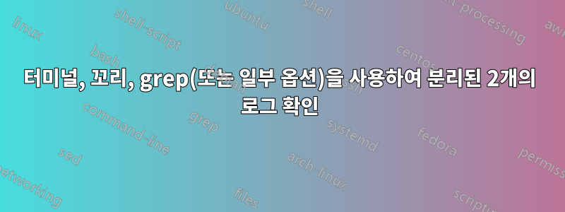 터미널, 꼬리, grep(또는 일부 옵션)을 사용하여 분리된 2개의 로그 확인