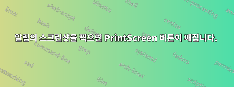 알림의 스크린샷을 찍으면 PrintScreen 버튼이 깨집니다.
