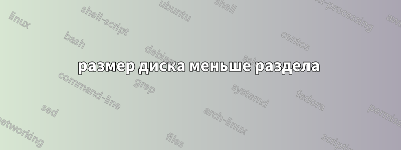 размер диска меньше раздела