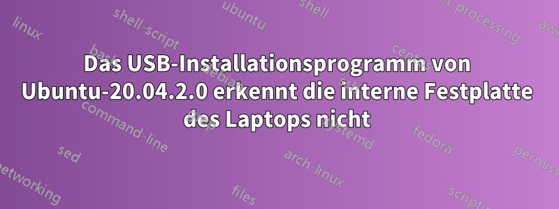 Das USB-Installationsprogramm von Ubuntu-20.04.2.0 erkennt die interne Festplatte des Laptops nicht