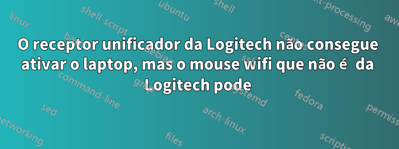 O receptor unificador da Logitech não consegue ativar o laptop, mas o mouse wifi que não é da Logitech pode