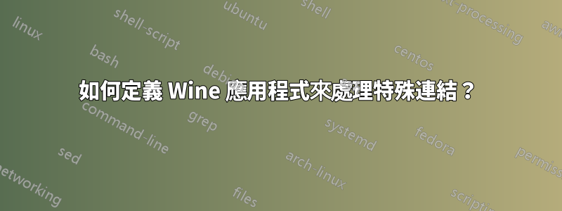 如何定義 Wine 應用程式來處理特殊連結？