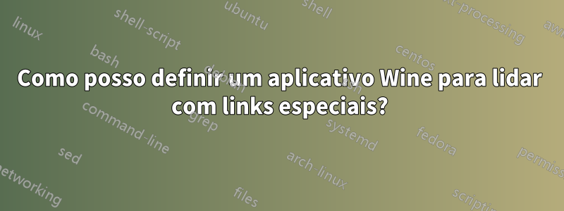 Como posso definir um aplicativo Wine para lidar com links especiais?