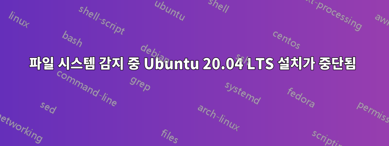 파일 시스템 감지 중 Ubuntu 20.04 LTS 설치가 중단됨