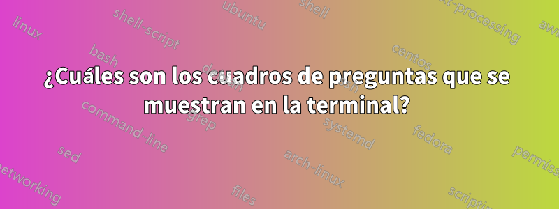 ¿Cuáles son los cuadros de preguntas que se muestran en la terminal?