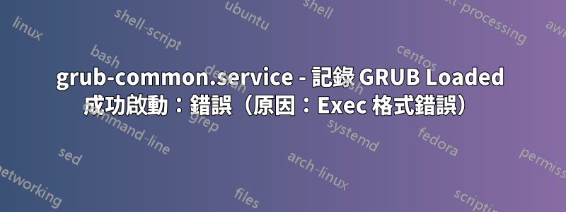 grub-common.service - 記錄 GRUB Loaded 成功啟動：錯誤（原因：Exec 格式錯誤）