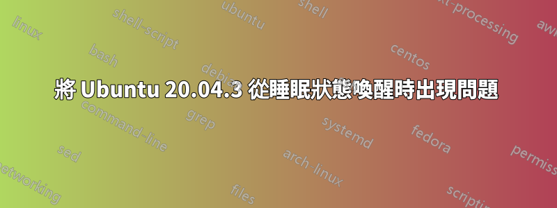 將 Ubuntu 20.04.3 從睡眠狀態喚醒時出現問題