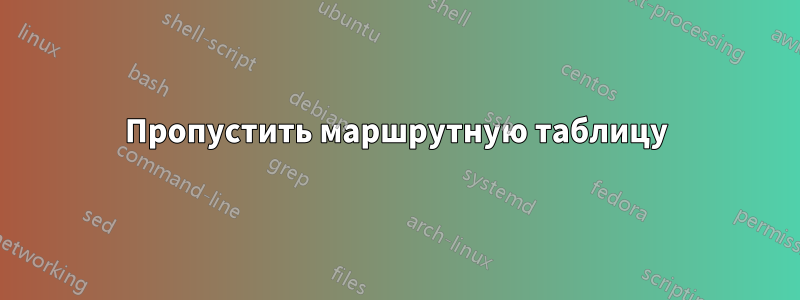 Пропустить маршрутную таблицу