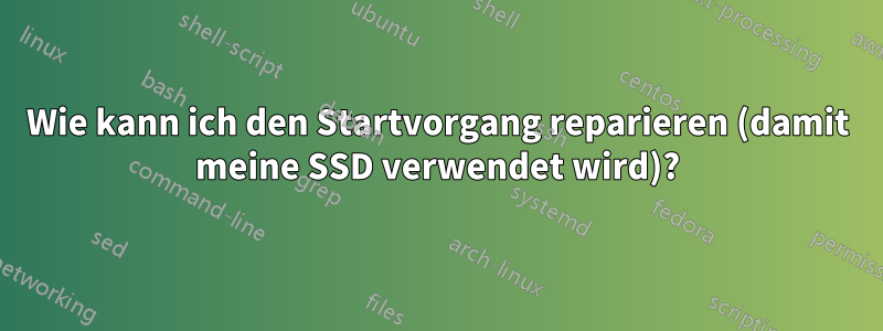 Wie kann ich den Startvorgang reparieren (damit meine SSD verwendet wird)?