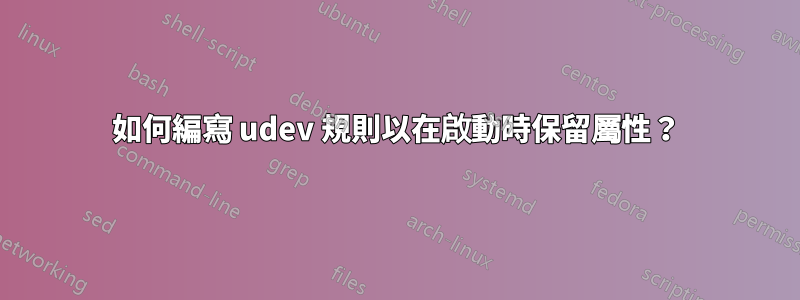 如何編寫 udev 規則以在啟動時保留屬性？