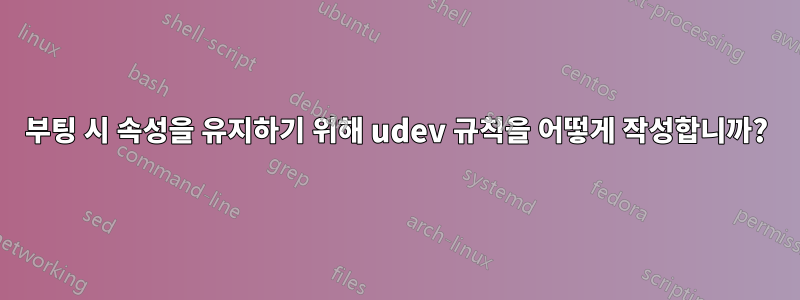 부팅 시 속성을 유지하기 위해 udev 규칙을 어떻게 작성합니까?