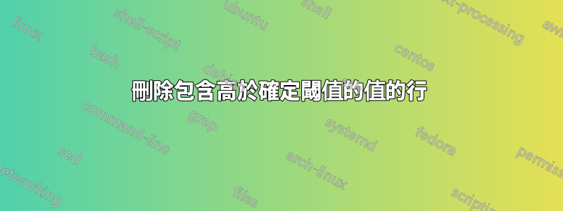 刪除包含高於確定閾值的值的行