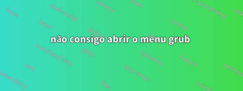 não consigo abrir o menu grub