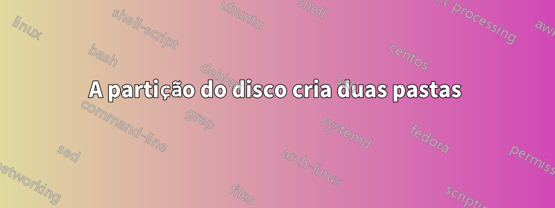 A partição do disco cria duas pastas